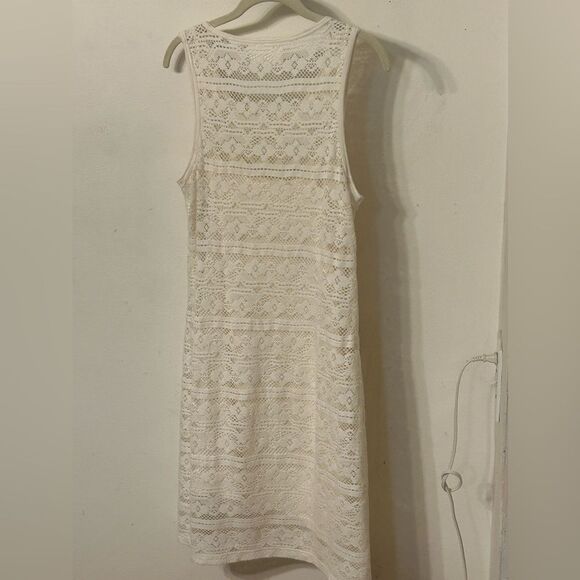 H&M Off white Cotton And Crochet/Lace Sleeveless Dress Size Medium - Picture 2 of 6